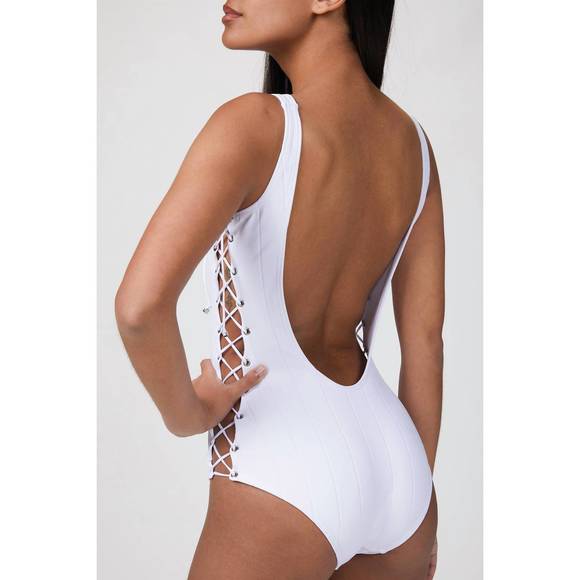 NEW AMIR SLAMA eyelet one piece in white - Picture 2 of 2